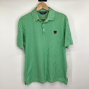 Men's Polo Golf Pima Cotton Pro Fit Polo‎ Shirt Vintage large green / white